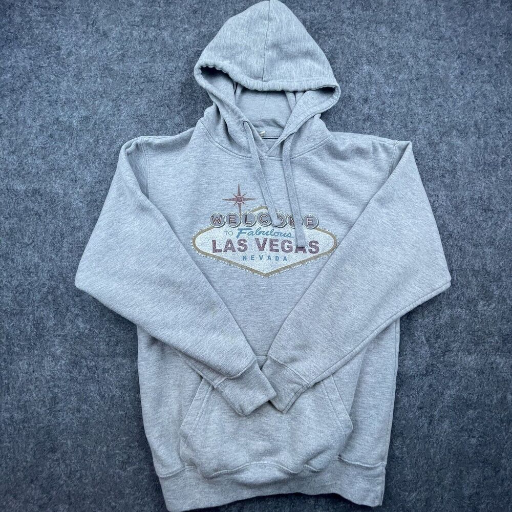 Zuni Welcome Fabulous Las Vegas Nevada Hoodie Small Grey Retro Faded Classic